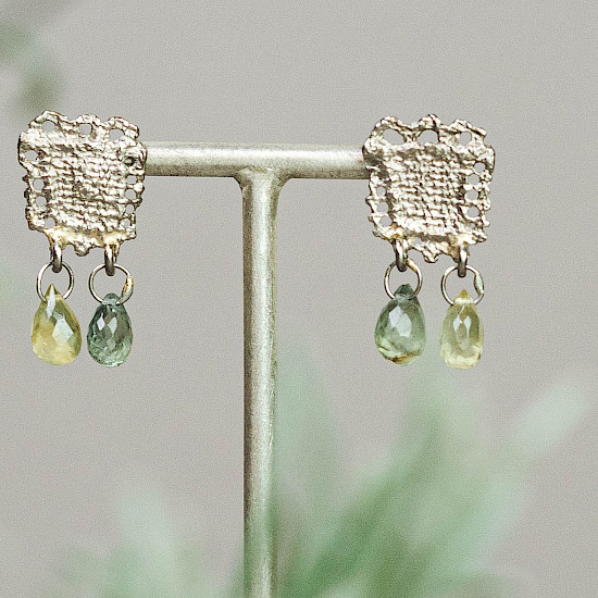 Ohrringe Spitze Saphir Weissgold 