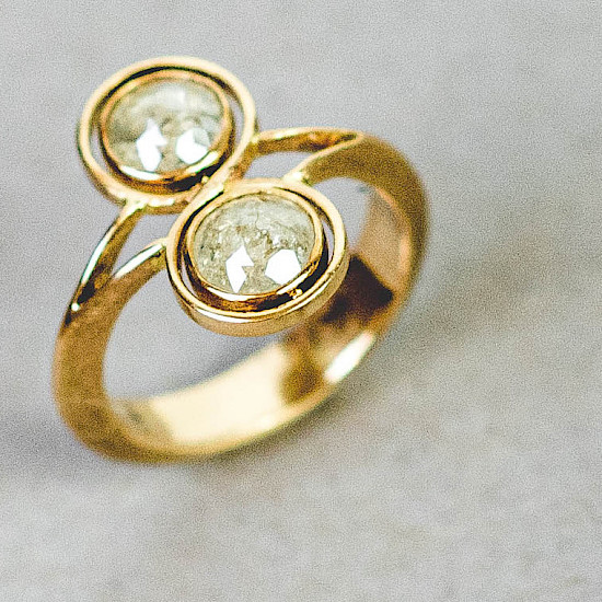 Ring Diamantrosen doppelt 